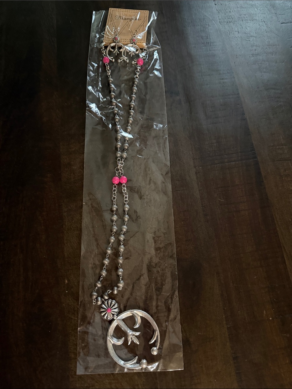 Wrangler Silver-Tone Necklace with Hot Pink Accents
